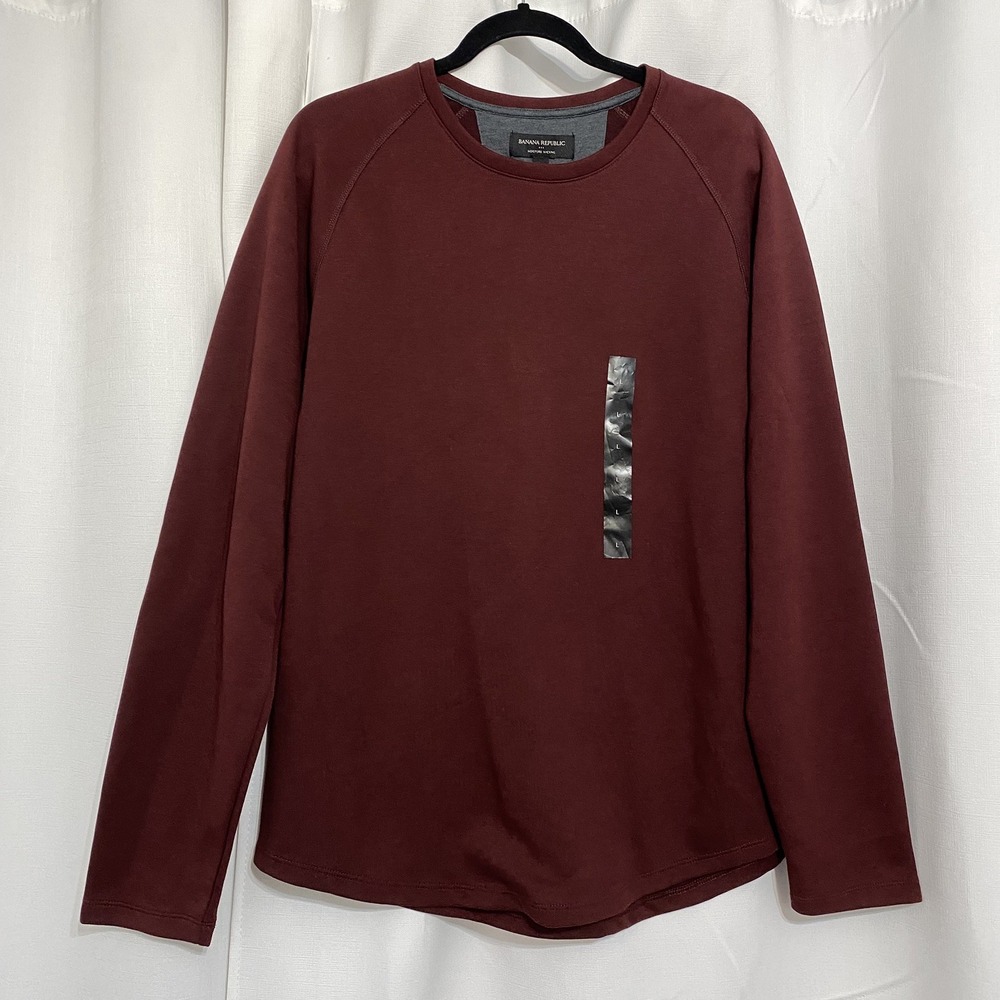 Banana Republic Sweater Mens‎ Large Maroon Cotton Blend Crew Pullover NWT